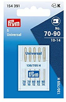Prym 154391 Nähmaschinennadeln Standard, 130/705, No. 70-90, sortiert, Stahl, silberfarbig