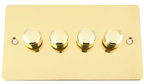 10 Amp Light Dimmer Switch 4 Gang 2 Way 400W - Flat - Polished Brass