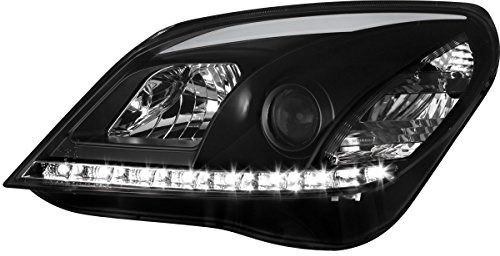 AutoStyle Satz Scheinwerfer TFL-Look passgenau | kompatibel mit Opel Astra H 2004-2009 - Schwarz - inkl. Stellmotor