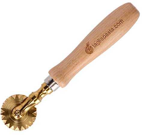 Roulette découpe pâte, découpe pâte fraîche, tortellini, coupe ravioli – Diamètre 38 mm en cuivre avec poignée en bois