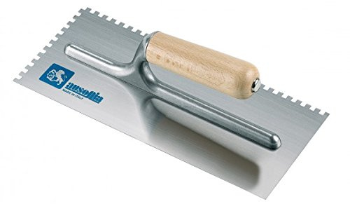 AUSONIA Frattazzo dentellato Made in Italy per colla per stucco 28x12 Dente 7,5mm manico legno