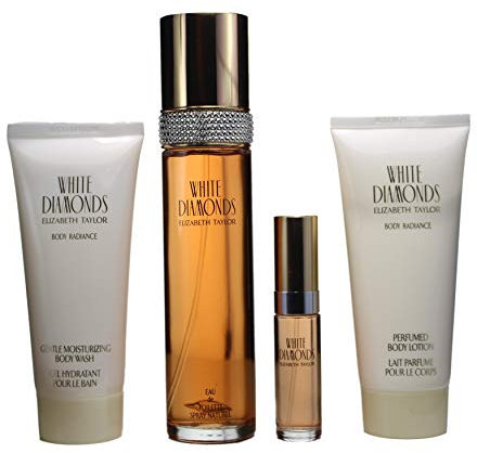 Elizabeth Taylor Koffer White Diamonds Eau de Toilette 100 ml mit Milch Körper 50 ml + Gel Bad 50 ml + Eau de Toilette Tasche 10 ml