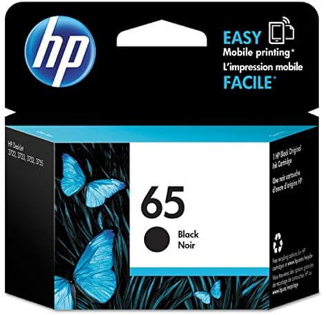 HP 65 Black Ink Cartridge | Works with AMP 100, DeskJet 2600, 3700; Envy 5000 | Eligible for Instant Ink | N9K02AN
