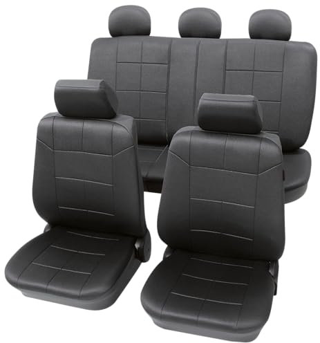 PETEX Auto Sitzbezüge Universal Komplett Set 17-teilig - Dakar anthrazit, Eco Class mit SAB 1 Vario Plus