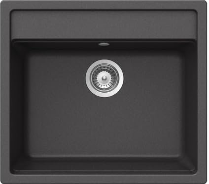 SCHOCK Küchenspüle Nemo N-100 in Onyx I kompakt für 60 cm Unterschrank I robustes, pflegeleichtes Cristalite I geräumiges Becken für mehr Komfort mit Excenterbedienung