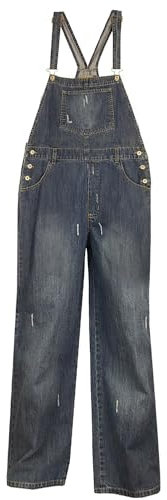 Clove Jeans Women Blue Cotton Denim Womens Dungarees - Long Wide Leg Jumpsuit - Baggy Fit Bib and Braces Overalls Women Multiple Pockets Plus Size 8 to 22