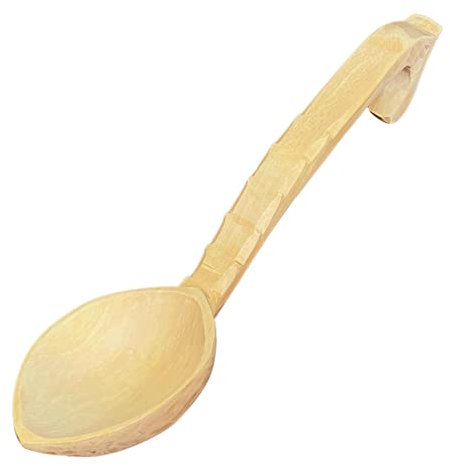 BEST SPORTING Suppenkelle Holz mit Haken 38 cm rustikal I Schöpflöffel in Holz Natur I Holzlöffel groß für Koch- und Outdoorabenteuer I handgeschnitzt, antibakteriell und robust