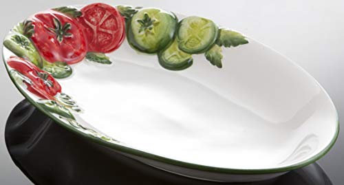 Bassano Ausgefallene italienische Keramik, ovale Tomaten Caprese Servierplatte 30x19