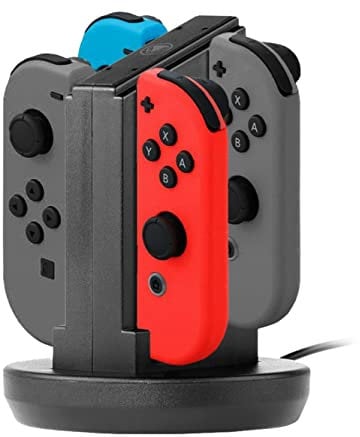 snakebyte FOUR:CHARGE - 4-in-1 Controller-Ladestation für Nintendo Switch - Docking Station für bis zu 4 Joy-Con Controller, kein Netzteil erforderlich, LED-Ladezustandanzeige, Schnellladung
