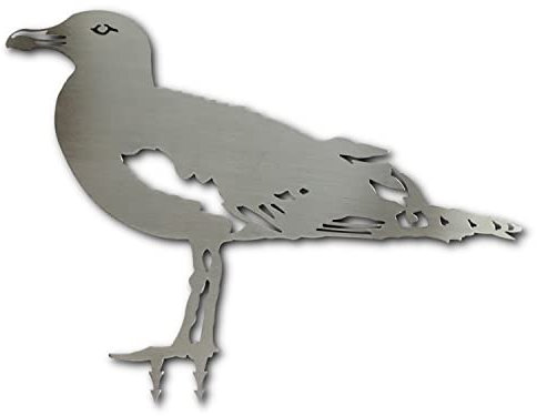 ARTTEC Möwe Vogel (Edelstahl-Deko) - hochwertige Gartendeko aus Metall - Edelstahl Deko für Garten, Balkon & Terasse - Metall Deko zum Aufstellen - Made in Germany