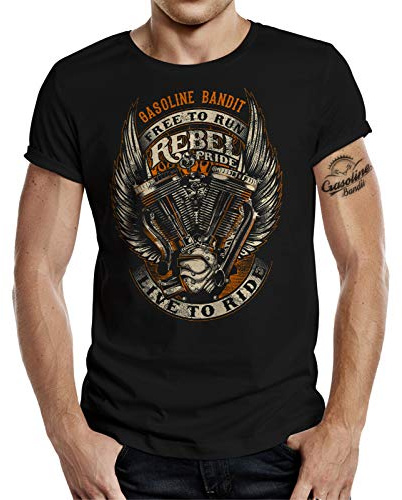 Gasoline Bandit T-Shirt original Biker Racer Rockabilly Hot-Rod Design: Rebel Pride