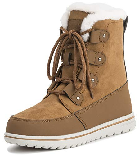 Donna Trapuntato Corto La Neve Inverno Pelliccia Ecologica Caldo Durevole Impermeabile Stivali - 7 - TAN40 AYC0522