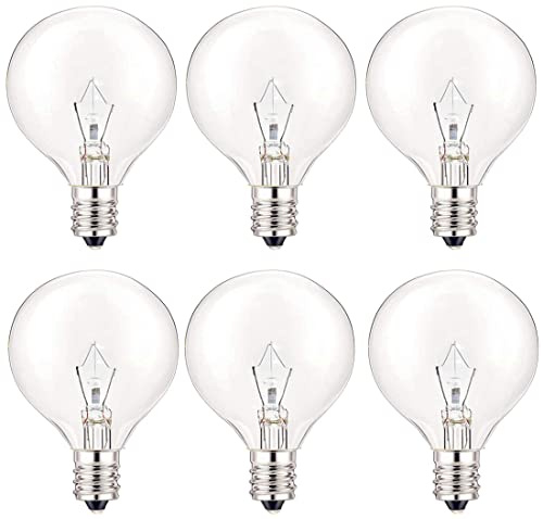 SerBion 25 Watt Wax Warmer Bulbs, Light Bulbs for Full Size Scentsy Warmer, 6 Packs E12 Base Type G Bulb, Dimmable, Warm White, 120V G16 1/2 Bulbs for Candle Lamp