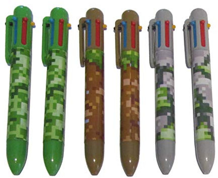 SDM 6 x Camouflage Pixel Design 6 Colour Pens Ideal Party Bag Fillers