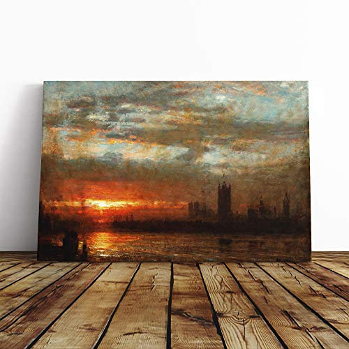 Big Box Art Canvas Print Wall Art Joseph Mallord William Turner Westminster Sunset | Mounted & Stretched Box Frame Picture | Home Decor for Kitchen, Living Room, Bedroom, Multi-Colour, 24x16 Inch