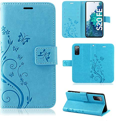 betterfon Hülle Kompatibel mit Samsung Galaxy S20 FE | Klapphülle Schutzhülle mit Kartenfächer Kompatibel für Galaxy S20 FE | Magnetverschluss Klapphülle | Blau