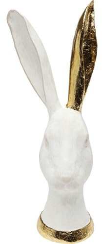 Kare Design Deko Objekt Bunny Weiß/Gold, Deko Objekt, Hasenmotiv, Porzellanoptik, Accessoire, Wohnzimmer, Deko für Regale oder Sideboards, Deko Skulptur, Dekoration, 30x12x11 cm (H/B/T)