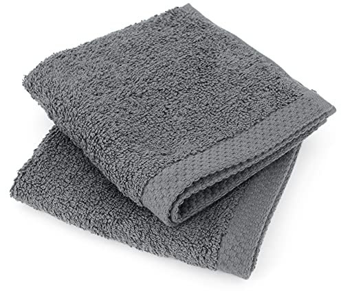 Lot de 2 Serviettes invité 30x30 cm Pure Anthracite 550 g/m2