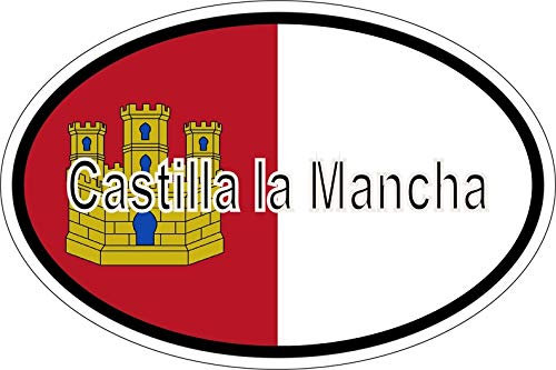 Akachafactory Sticker oval flag vinyl country code castilla la mancha spain