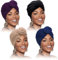 4 Stück Turban für Damen Afrikanisch Kopfbedeckung Vor-Gebunden Knoten Turban Hut Mütze Kappe, Solide Farbe