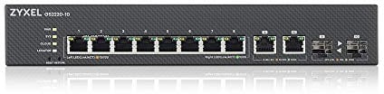 ZYXEL Switch Ethernet 8 Porte | L2+ Managed | Gigabit | GS2220-10 | 8x Porte GbE + 2x RJ-45/SFP Combo, Senza Ventola, NebulaFlex, Multicast L2, IGMP Snooping, MVR, Voice VLAN