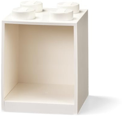 LEGO Brick Shelf 4 Knobs White, Stackable LEGO Storage Box, Desk Organiser, Storage Box for Toys, Books, and More, Home Decor, 159 x 161 x 47 mm