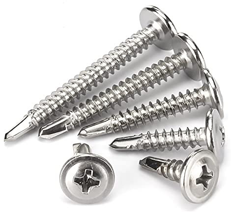 ANSIEDIO Tornillos Autotaladrantes grande cabeza plana de Acero Inoxidable Tornillos Roscachapa Tornillos Autoperforantes Autorroscantes Phillips de Cabeza Redonda, M4.8×32mm,20 pcs