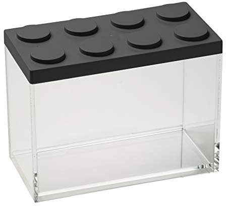 Omada Design - Recipiente para alimentos rectangular de ladrillo de 2 litros con tapa apilable y recipiente transparente - Línea Brickstore