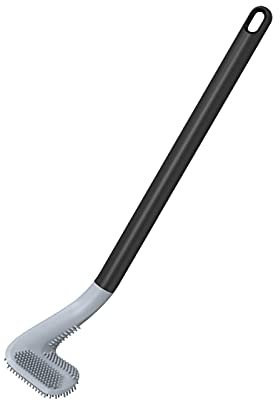 Btruely Kreativität Golf silikonToilettenbürste WC Bürste Wandmontage & Integriert Stehen Silikon Toilettenbürste mit Halter Set Langer Stiel klobürste für Badezimmer oder Gäst (Schwarz)