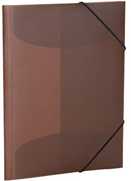 HERMA Sammelmappen A3 Braun Transluzent Set, 3 Stück, Eckspanner-Mappen aus Kunststoff mit Gummizug und Innenklappen für Kinder, Jungen und Mädchen