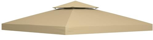 Outsunny 3 x 3(m) Gazebo Canopy Replacement Cover 2-Tier Roof Top Spare Part Beige (TOP COVER ONLY)