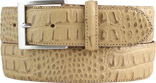 BELTINGER Gürtel mit Edelstahl-Gürtelschnalle und Krokoprägung 4 cm | Leder-Gürtel 40mm Kroko-Optik | Kroko-Muster 4cm | Schlamm 90cm
