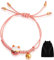Hicarer Porte-Bonheur Kawaii Bracelet à Cordes Mignon Feng Shui de Chaton Maneki Neko en Céramique Ajustable avec Cloche et Sac Flanelle