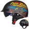Casque Bol Homologué ECE Casque Jet Brain - Cap Demi-Casque Moto Vintage Casque Demi-Coque RéTro Ouvert Casque à VisièRe IntéGréE Cruiser Chopper Scooter Cyclomoteur,E-L=（59~60cm）