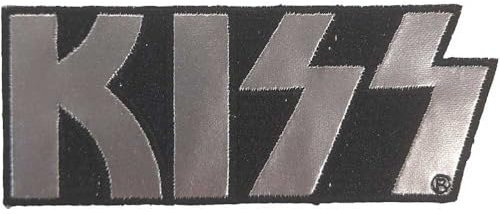 KISS Patch Chrome Band Logo Nue offiziell Schwarz Woven Iron On 40 x 95mm Accessory Size