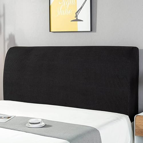 HAMON Kopfteil Schonbezug Protektor Kopfteilbezug Einfarbiges Design Bettkopfteil Hussen Bett Kopfteil Bezug Dehnbar Waschbar Abnehmbar Einfarbig für Schlafzimmer (Schwarz, 180 cm)