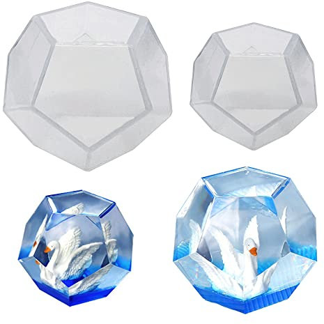 Yayatty 6 Stück Kugel Epoxidharz Form, 2 Größe 3D Kugel Harz Silikonformen Diamant Silikonform Epoxidharz Kugelformen für DIY Handwerk, Heimdekoration