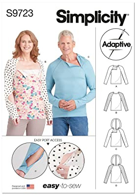 SIMPLICITY SS9723A Unisex Dual Port Access Chemo Top and Hoodie A (XS-S-M-L-XL)