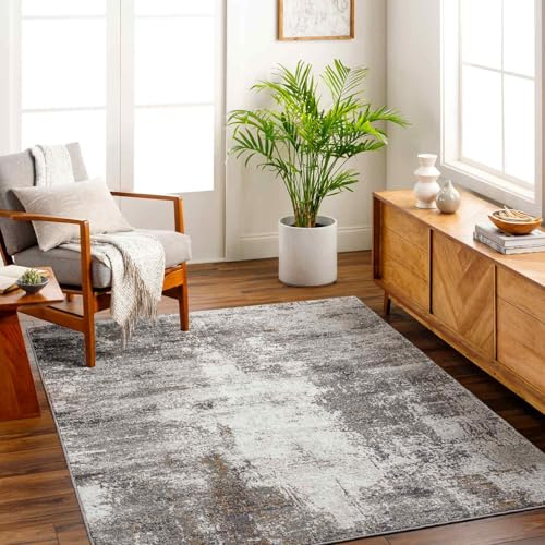 Livabliss Nalany Pysel Abstract Marble Style Floor Covering 160x213 cm – Modern Design for Living Room, Dining & Bedroom, Soft Medium Pile, Brown, Black & Grey
