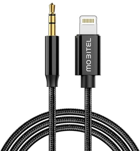 Mobitel Aux Cable for iPhone in Car Aux to iPhone Connector Cable 3.5mm Headphone Jack Adapter Nylon Braided Audio Cord Cable For iPhone 14 13 12 11 Car Stereo Speakers Headphones iPad (1M)