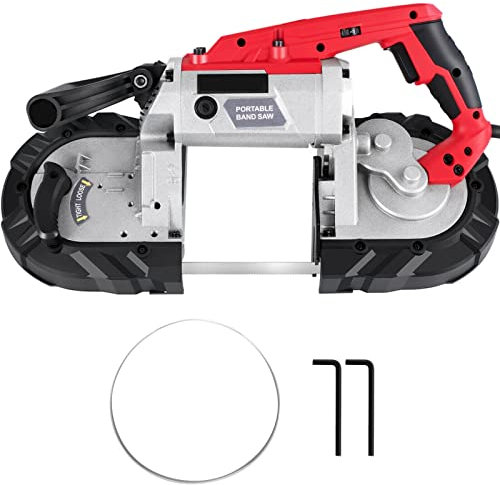 MBROS Scie à Ruban portative à Vitesse Variable 1100W pour Couper l'acier Inoxydable Aluminium métal PVC Bois Caoutchouc Plastique