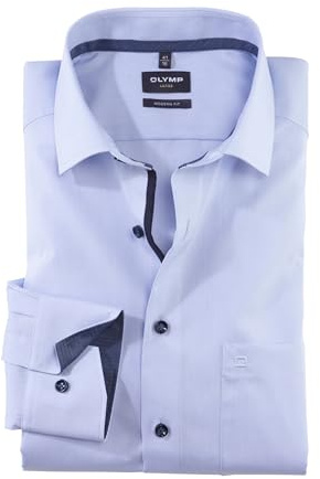 OLYMP Herren Businesshemd Langarm Luxor,Chambray,modern fit,Global Kent,bleu 11,48