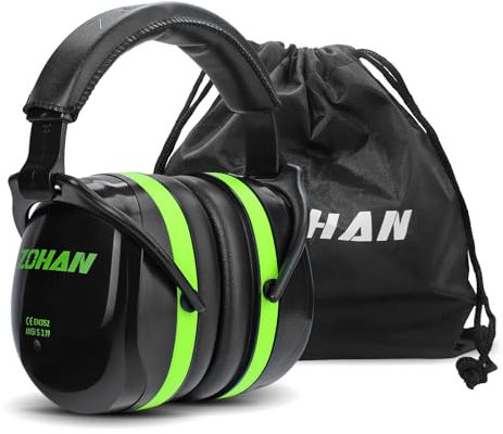 ZOHAN 012 Cuffie Antirumore Lavoro, Cuffie Insonorizzanti Facilmente regolabile Pieghevole, SNR 34 dB per Falciatura, Costruzione,Aereo, Falegnameria - Verde