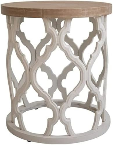 Table Basse Ronde en Bois Rétro/Canapé De Rangement Creux en Vieilli Table Basse D'appoint Chambre à Coucher Meubles De Décoration Modernes - (Φ45cm)(Size:60x34cm,Color:01)