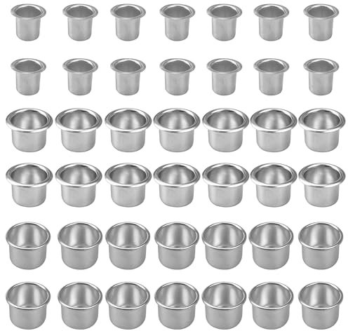 42 Stück Kerzenhalter für Stabkerzen,Kerzentüllen Stabkerzenhalter aus Metall, Silber Klein Kerzeneinsatz Tafelkerzen,Kerzenständer,Kerzenhalter für Wohn,Esszimmerdekoration (22.2mm,20.5mm,11.8mm)