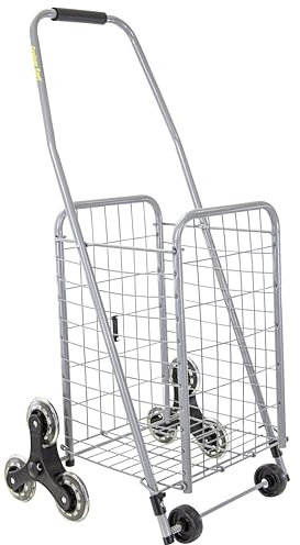 dbest products Treppensteiger Cruiser Wagen Sport Einkaufen Lebensmittel Rollbarer Faltbarer Wäschekorb auf Rädern Faltbarer Allzweckwagen kompakt leicht zusammenklappbar Silber
