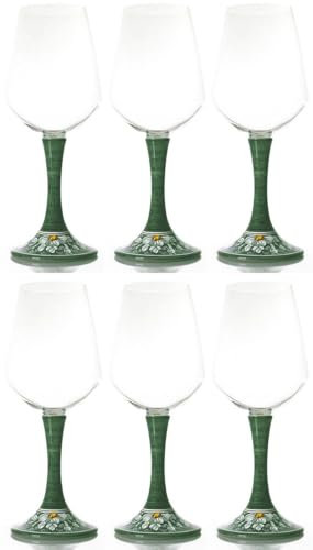 Casa Padrino ensemble de 6 verres à vin de luxe vert/multicolore H. 23,5 cm - Verres à vin faits et peints à la main - Accessoires hôtels et restaurants - Qualité de luxe - Fabriqué en Italie