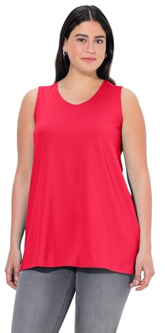 Ulla Popken Damen große Größen Übergrößen Plus Size Top, A-Linie, V-Ausschnitt, ärmellos rot 62+ 807291535-62+