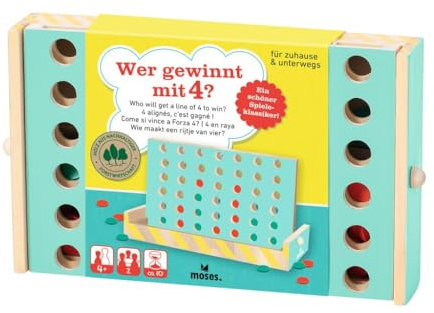 moses. Wer gewinnt mit 4? Spieleklassiker für zuhause und unterwegs, Outdoor Familienspiel mit Klettverschluss zum Mitnehmen, Zeitloses Strategiespiel für Kinder ab 4 Jahren