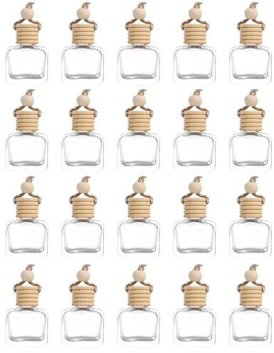 20Pcs Car Perfume Bottle Empty Car Diffuser Bottles, Aromatherapy Fragrance Essential Oil Diffuser Hanging Perfume Pendant Auto Ornaments Decor Accessories